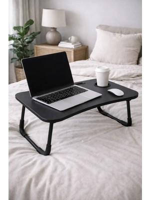 Hodbehod Yatak Koltuk Üstü Laptop Tablet Sehpası Katlanır Siyah Ayaklı Çalışma Kahvaltı Masası