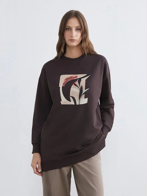 Lc Waikiki Yeni Sezon Baskılı Oversize Kadın Sweatshirt Tunik