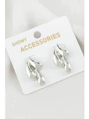 Zero Land Matrixzn Su Damlası Metal Küpe - Gümüş Rengi