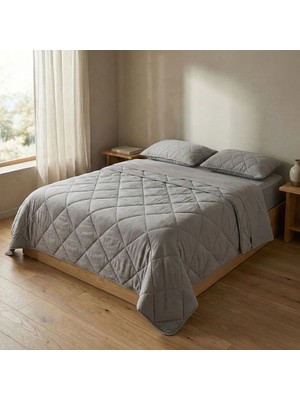 Microfiber Kumaş Çift Kişilik Gri Yastık Yorgan Seti - Colors in Comfort