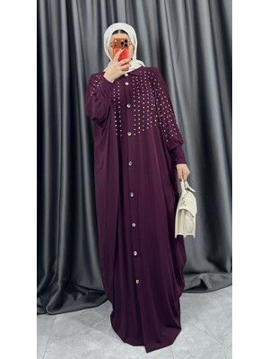 Yarasal Kol Taşlı Sandy Elbise