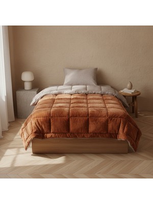 Othello Tek Kişilik Çift Taraflı Welsoft Comforter Yorgan Seti Orange 155X215 cm - Dormio Soft Trigo Serisi