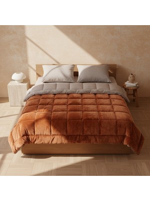 Othello Çift Kişilik Çift Taraflı Welsoft Comforter Yorgan Seti Orange 195X215 cm - Dormio Soft Trigo Serisi