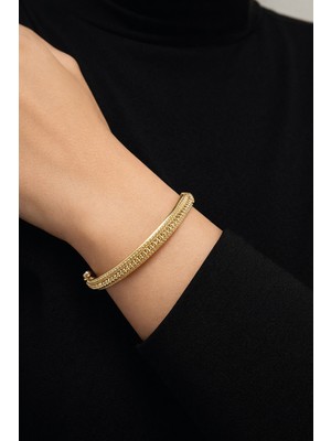 Kızılay Kuyumcusu 14 Ayar Altın Dorika Işlemeli Kelepçe Bilezik Yeşil Altın Renginde 11.45 gr