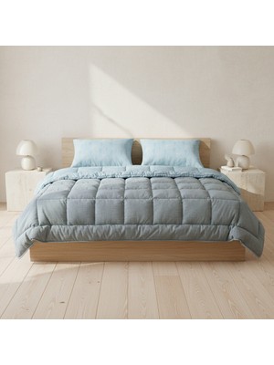 Othello Çift Kişilik Çift Taraflı Welsoft Comforter Yorgan Seti Mavi 195X215 cm - Dormio Soft Bloom Serisi