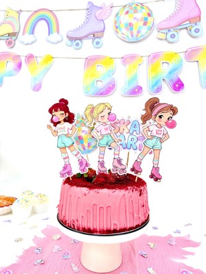Fluparty Roller Girl - Paten Temalı XL Pasta Süsü Seti