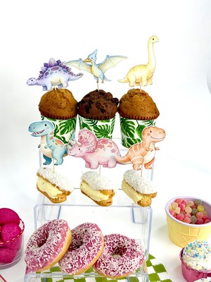 Fluparty Dinosaur - Dinozor Temalı Kapkek Süsleri