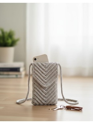 Veyla Style El Yapımı %100 El Örgüsü Koton Ip Omuz Askılı Telefon Çantası