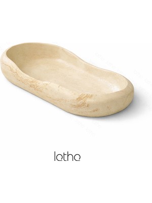 Lethe Studio Design Taş Görünümlü Düzensiz Form Beton Dekoratif Uzun Kase/tabak 25X15CM Takı & Anahtarlık Organizer, Sabunluk