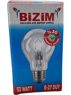 Bizim 53 Wat Halojen Şefaf Ampul 2ADET