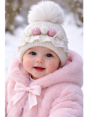 Dandini Recors My Baby Kumsal Kız Bebek Yün Bere Şapka