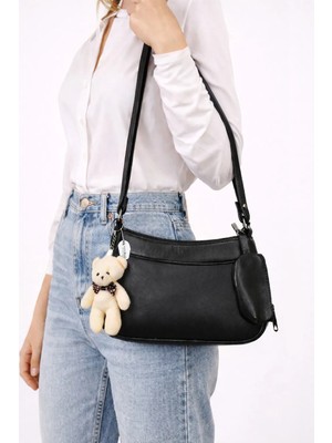 Westbag Hakiki Deri Kadın Ayıcıklı Cüzdanlı Fermuarlı Gondol El ve Omuz Çantası