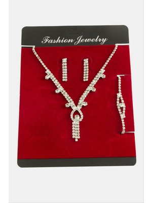 Zero Land Matrixzn Oval Taşlı Lüks Suyolu Set Kolye - Gümüş Rengi