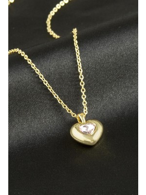 Zero Land Matrixzn Kalp Taşlı Kolye - Gümüş Rengi