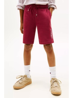 Tommy Hilfiger Erkek Çocuk Logolu Sweat Şort - Bordo
