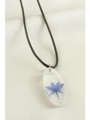 Zero Land Matrixzn Peygamber Çiçeği Elips Epoksi Kolye - Mavi