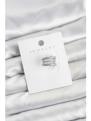 Prativas Gümüş Renk Zirkon Taşlı Pirinç Kıkırdak Earcuff Küpe – PRT3500EB10046