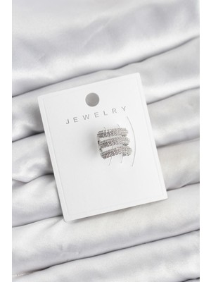 Prativas Pirinç Gümüş Renk Zirkon Taşlı Earcuff Kıkırdak Küpe – PRT3500EB10052