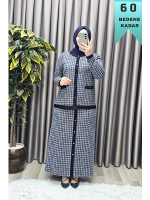 Elmas Tesettür Kadın Giyim Büyük Beden Kolları Ribanalı Ceket Etek Tuvit Ikili Takım