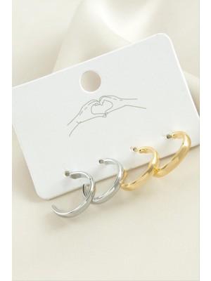 Zero Land Matrixzn 4 Adet Düz Halka Küpe 1,5 cm - Sarı