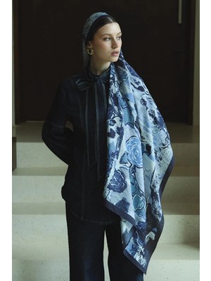 Jolamier Lacivert Rosalyn Yün Ipek Şal