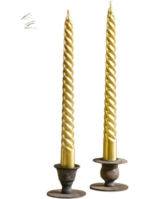 Sarı Spiral Dekoratif Mum 26 cm – Ikili Set, Şık Sofra ve Ev Dekoru Için Uzun Ömürlü, Kokusuz