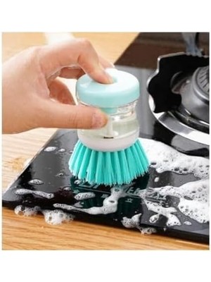 2’li Bulaşık Fırçası – Deterjan Hazneli, Pratik Mutfak Temizlik Fırçası, Sabun Hazneli Sert Kıl Fırça Seti