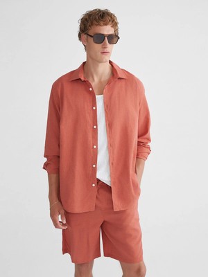 Lc Waikiki Yeni Sezon Regular Fit Uzun Kollu Keten Karışımlı Erkek Gömlek