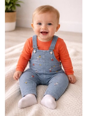 Baby Buu Çilekli Ayıcıklı ve Çiçekli Salopet Kot Alt Üst Takımlar 324