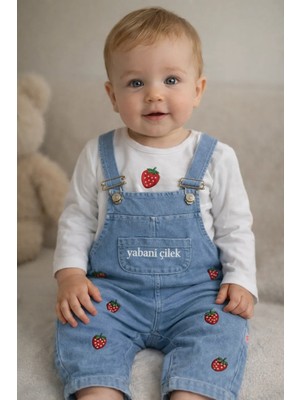 Baby Buu Çilekli Ayıcıklı ve Çiçekli Salopet Kot Alt Üst Takımlar 324
