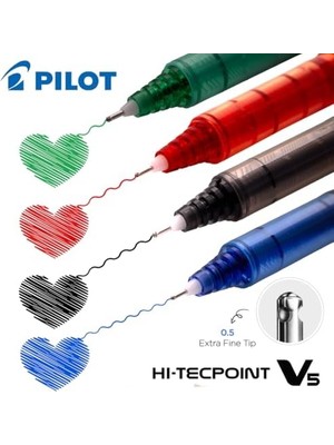 Pilot V5 Sıvı Mürekkep Roller Tükenmez Kalem - 1mavi + 1siyah + 1 Kırmızı, (9000014712)