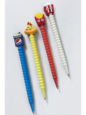 Güzelyüz Avm 4 Adet Fast Food Model Uçlu Versatil Kalem Seti 0,7 Uçlu Kalem Seti