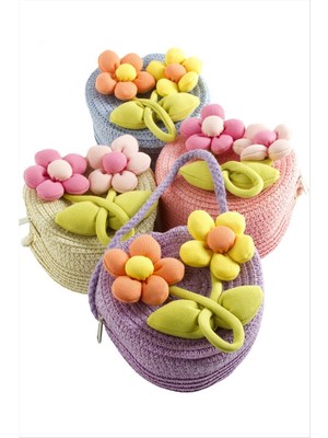 Zero Land Matrixzn Çiçek Kalp Hasır Çanta - Ebruli