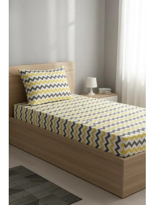 Üntaş Life Tek Kişilik Lastikli Çarşaf Gri Sarı Renk 120 x 200 cm %90 Pamuk %10 Polyester