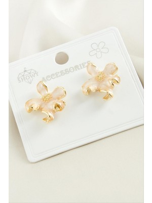 Zero Land Matrixzn Çiçek Mineli Metal Küpe - Siyah