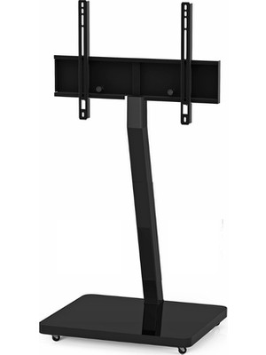 Sonorous Pl 2700-BLK-BLK - W Siyah Alüminyum, Siyah Taban Tekerlekli Tv Sehpası 65''