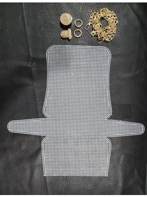Orhan Çanta Gold Metal Aksesuarlı Plastik Kanvas Çanta Seti - DIY Çanta Yapım Kiti (Zincir, Kilit ve Kanvas Dahil)