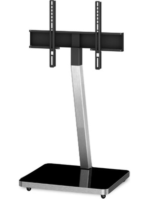 Sonorous Pl 2700-BLK-SLV - W Gri Alüminyum, Siyah Taban Tekerlekli Tv Sehpası 65''