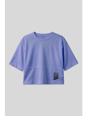 Tommy Life Eflatun Nefes Alan Dokulu İnce Esnek Oversize Fit Performans Kadın T-Shirt - 97284