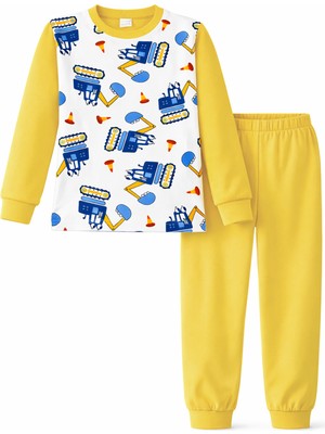 Remsa Erkek Çocuk Pamuklu Desenli Pijama Takımı 6068-18 Sarı02