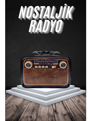 Nuveden Ieg™ Eskitme Nostalji Tasarımlı Bluetoothlu Nostalji Radyo Ahşap Nostaljik Görünümlü
