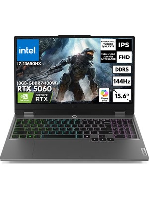 Lenovo Loq 15IRX10  I7-13650HX 64-Gbddr5  1 Tbssd 8GB-RTX5060-100W 15.6" Full Hd Gaming Laptop Windows 11 Pro 83JE00ERTRAT103