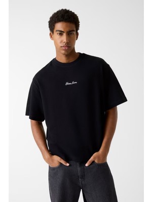 Guess Erkek Ottoman Dokulu T-Shirt - Siyah