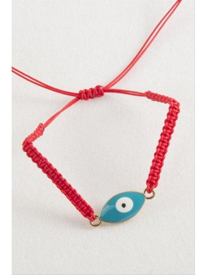 Zero Land Matrixzn Oval Nazar Makrome Örgülü Bileklik - Kırmızı