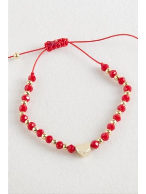 Zero Land Matrixzn Kalp Kristal Makrome Ip Bileklik - Pembe