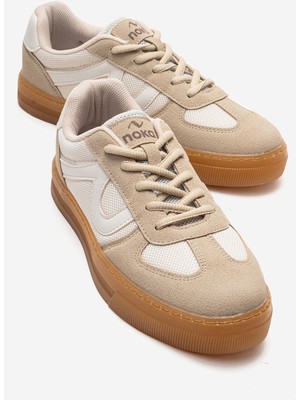 Ccway Çift Yüzlü Düz Taban Bağcıklı  Anorak Kadın Spor Ayakkabı Bej