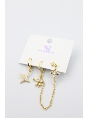 Royaleks 3'lü Kuzey Yıldızı Küpe - Altın