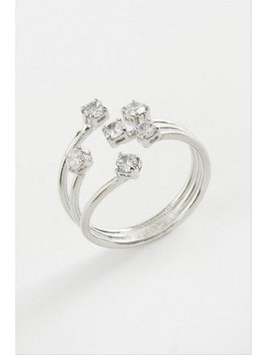 Zero Land Matrixzn 6 Zirkon Taşlı Yüzük - Gümüş Rengi