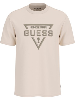 Guess Erkek Jersey Slim Fit T-Shirt - Beyaz