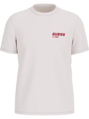 Guess Erkek Lauro Aktif Regular Fit T-Shirt - Beyaz